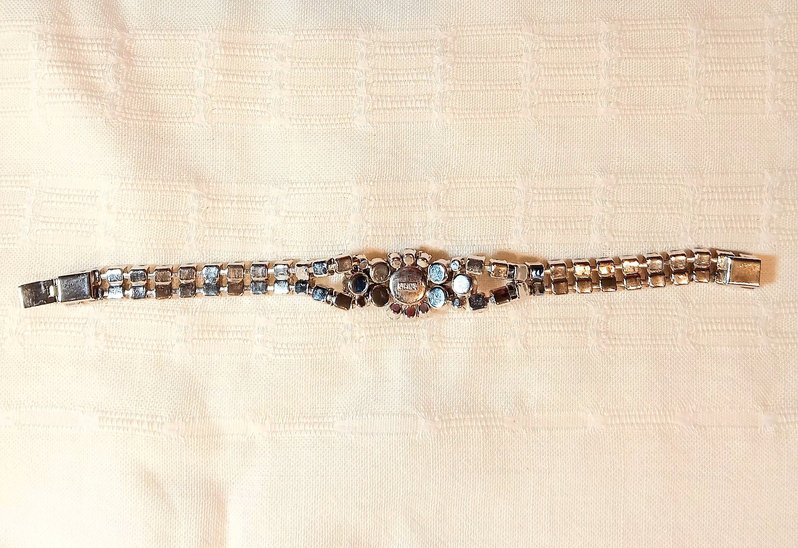 Vintage Austria 2-Layer Crystal Bracelet Bright Clear Crystals Signed Austria 7″