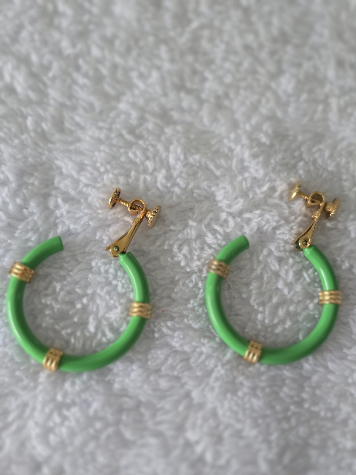 Napier Vintage Gold-Tone and Green Adjustable Clip-On On Earrings Signed