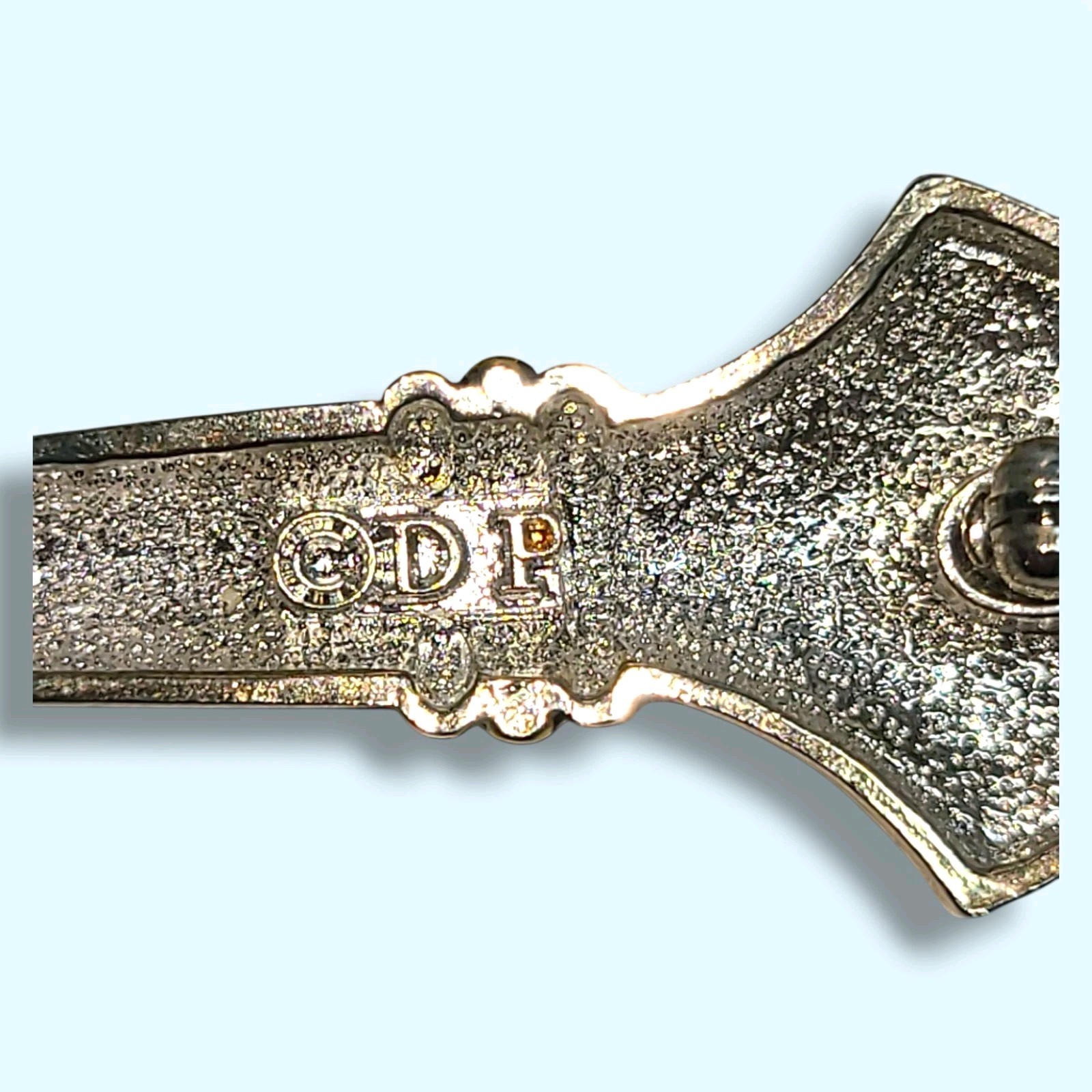 Danielle Patton DP Sword Dagger Brooch Pin Silver Gold Tone Heraldic Vintage
