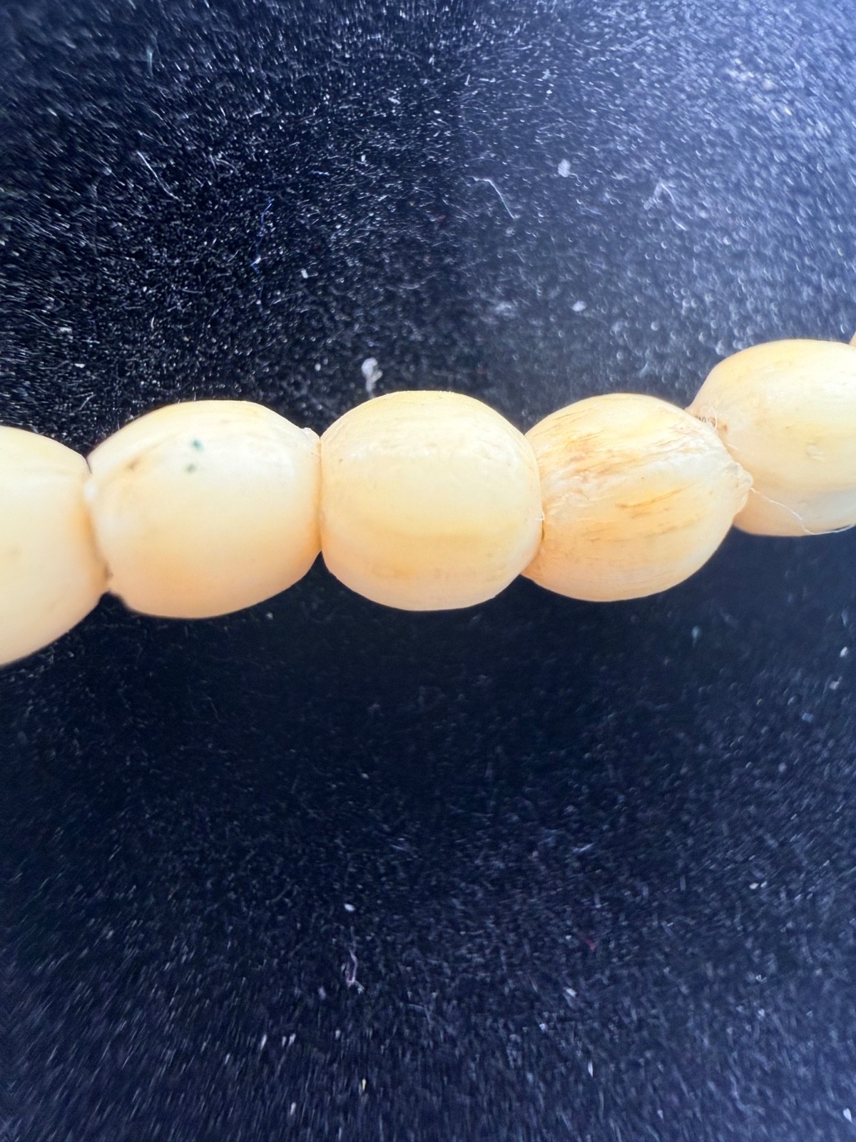 vintage Chinese export hand-carved bovine bone rose necklace, circa 1920-40