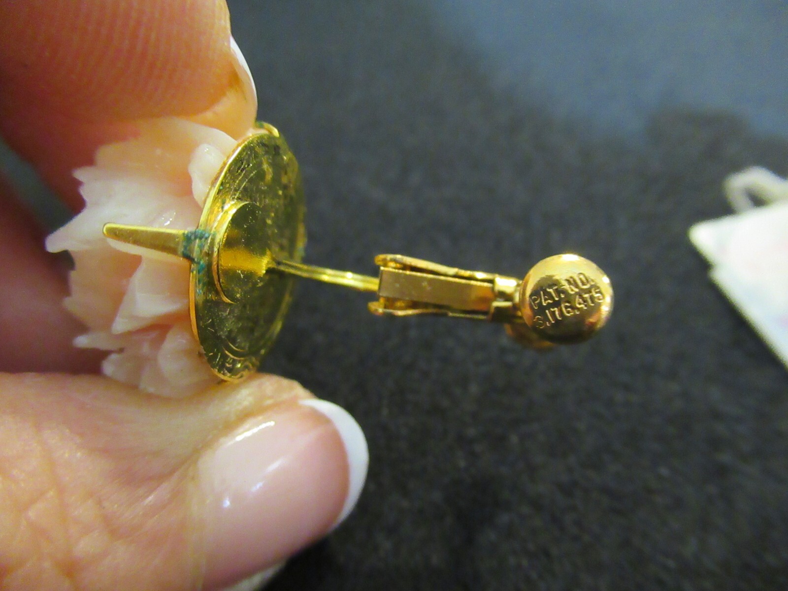 Vendome Gold Tone Enamel Rose Flower Clip On Adjustable Earrings NOS
