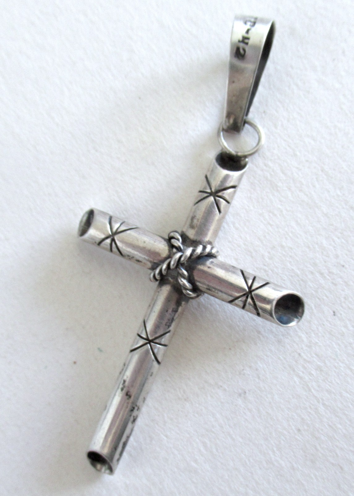 VINTAGE TAXCO MEXICO STERLING CROSS PENDANT 2 3/8 INCHES