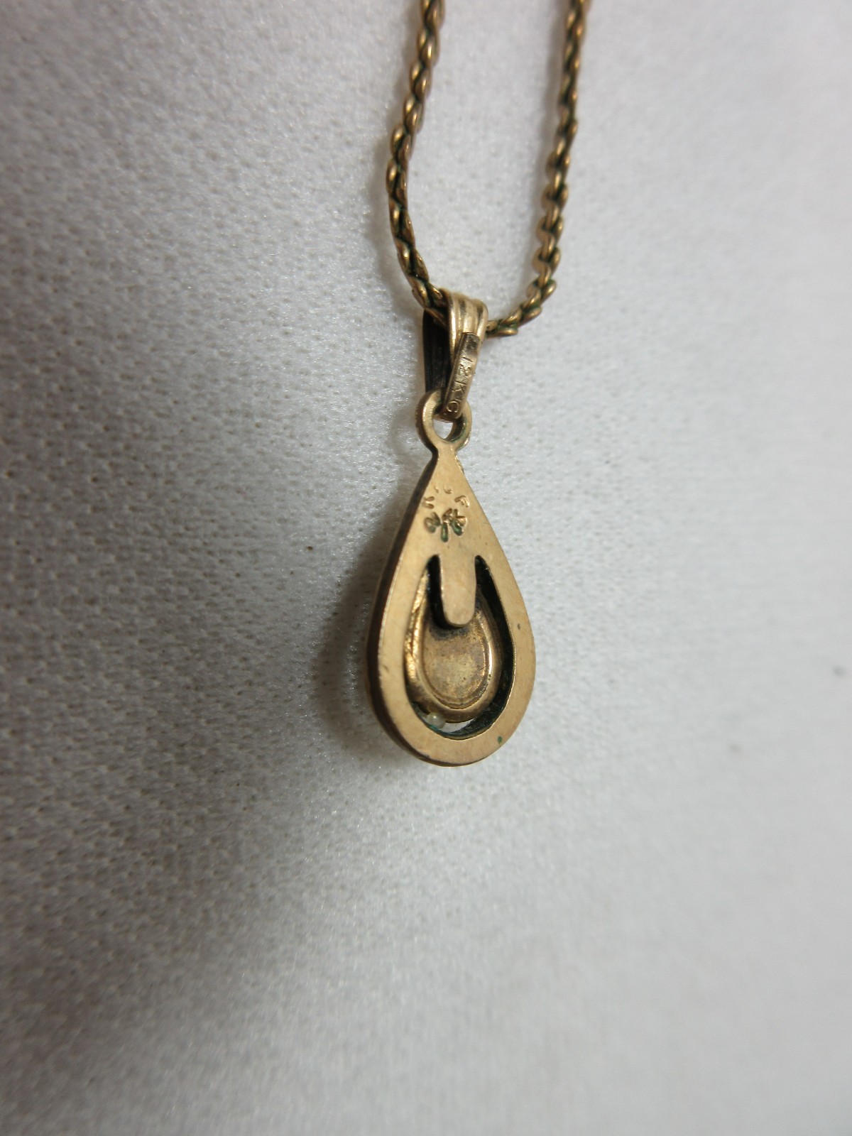 VINTAGE 14K & 12K YELLOW GOLD FILLED PPC NECKLACE CHAIN OPAL PENDANT #48