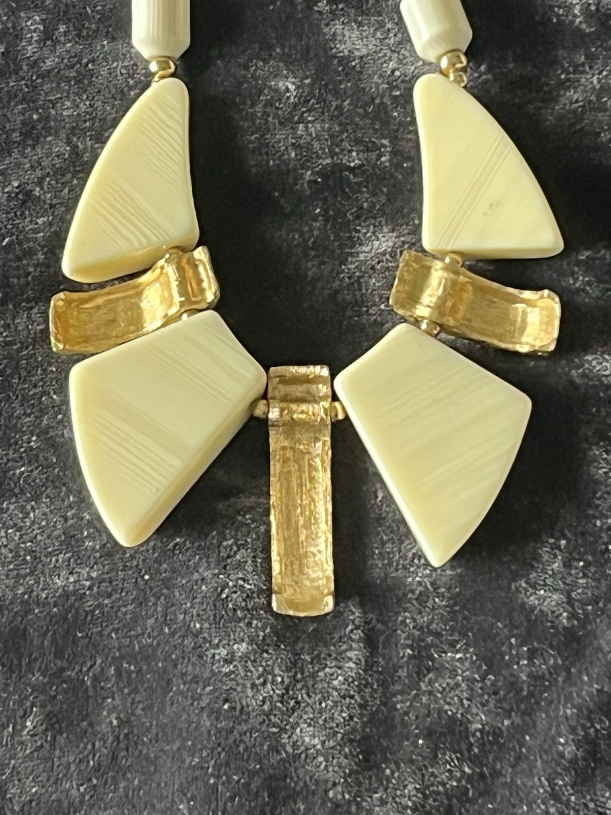 Napier Gold Tone and Ivory Accents Choker Necklace Vintage Statement