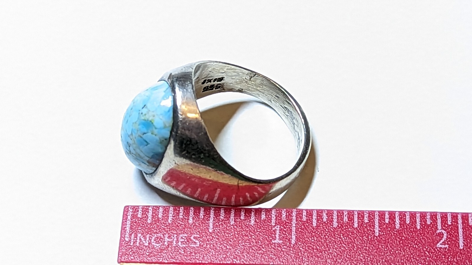 VINTAGE BLUE STONE STERLING SILVER RING SIZE 11 SIGNED RCD 925 MEX