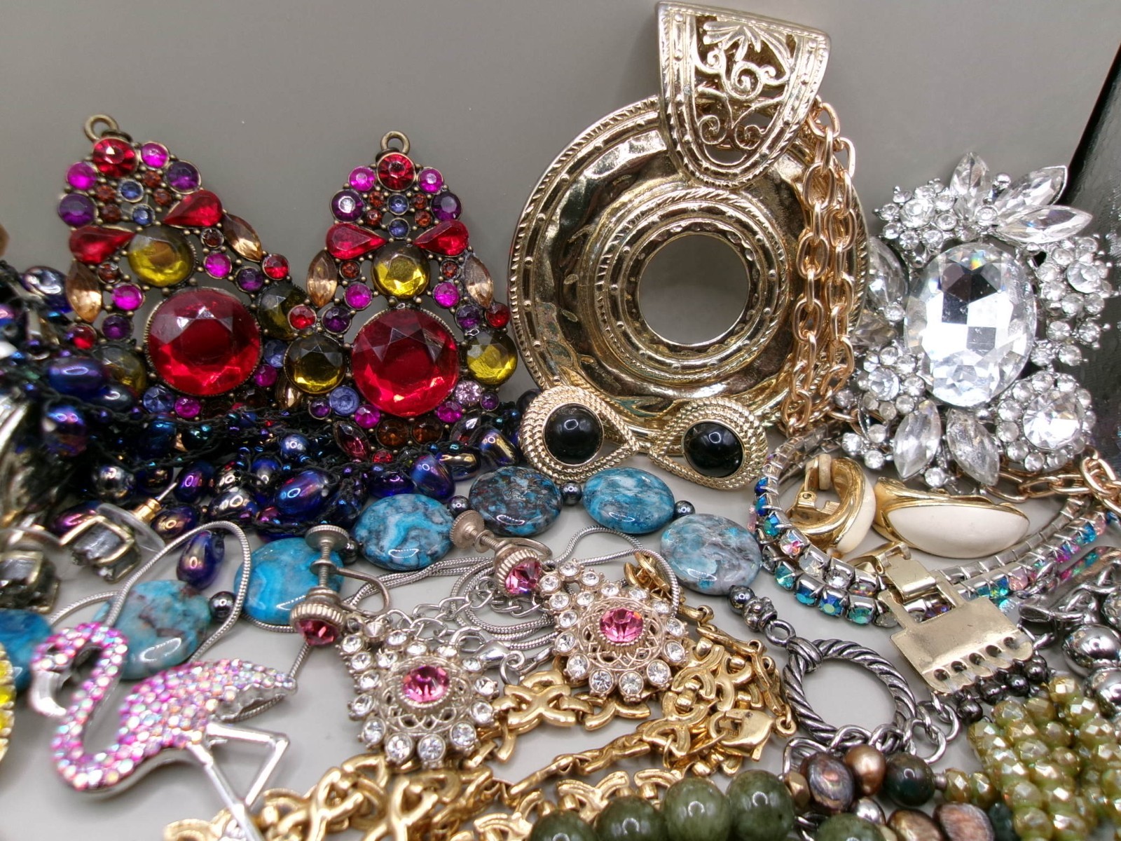 Vintage~Now Estate Costume Jewelry Lot~Rhinestones~Multi~1 AVON~1 MONET