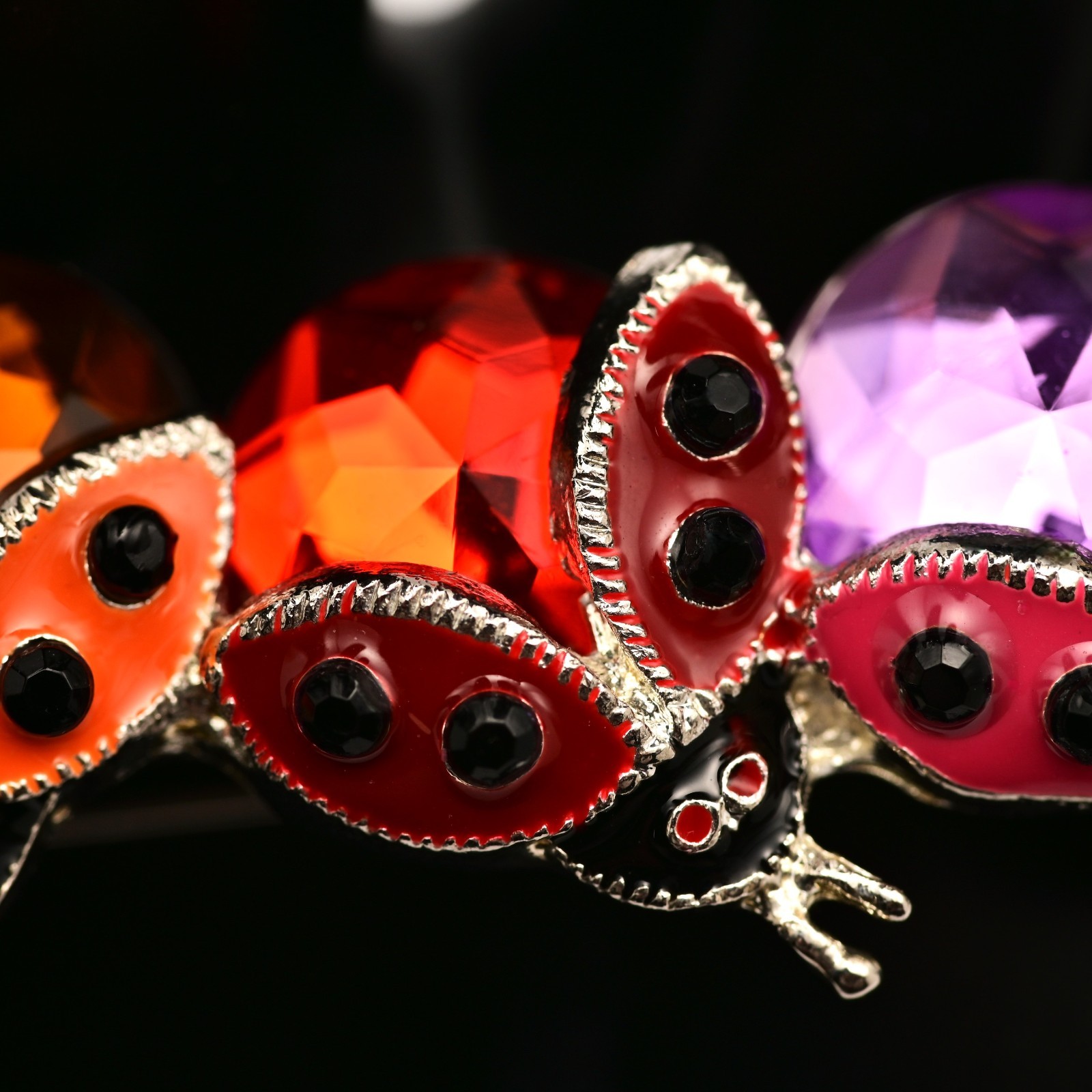 TANYA CREATIONS Original Vintage Rhinestone Enamel Estate Ladybug Brooch Pin