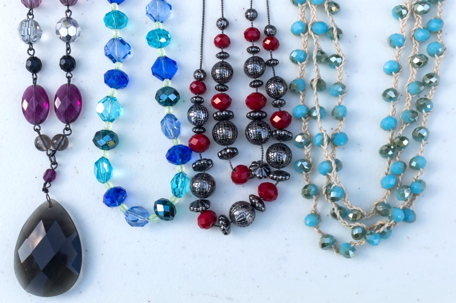Vintage to Now Lot of 4 Crystal Beaded Necklaces – 1 with Earrings & 2 signed