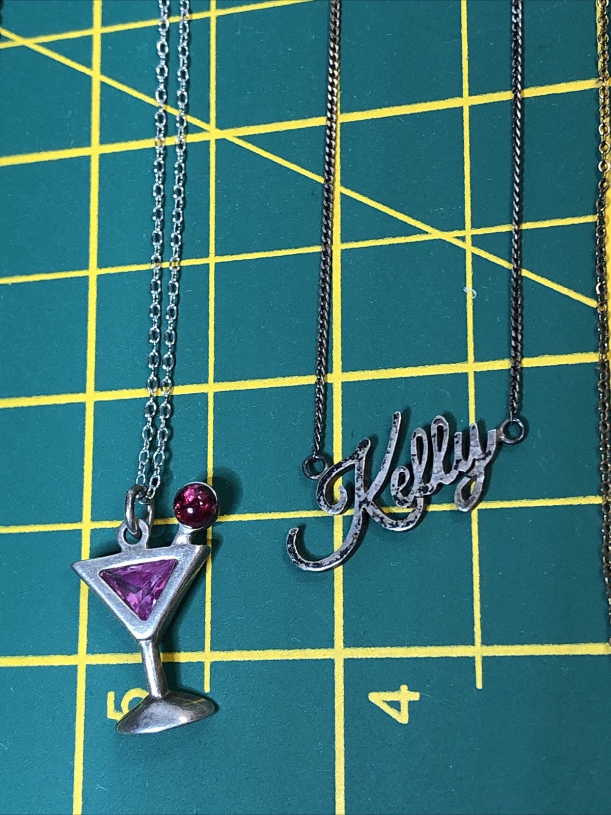 b56. 925 Sterling, GF, Mix material, Enamel, Glass, Stone 9 chain Necklaces 21g