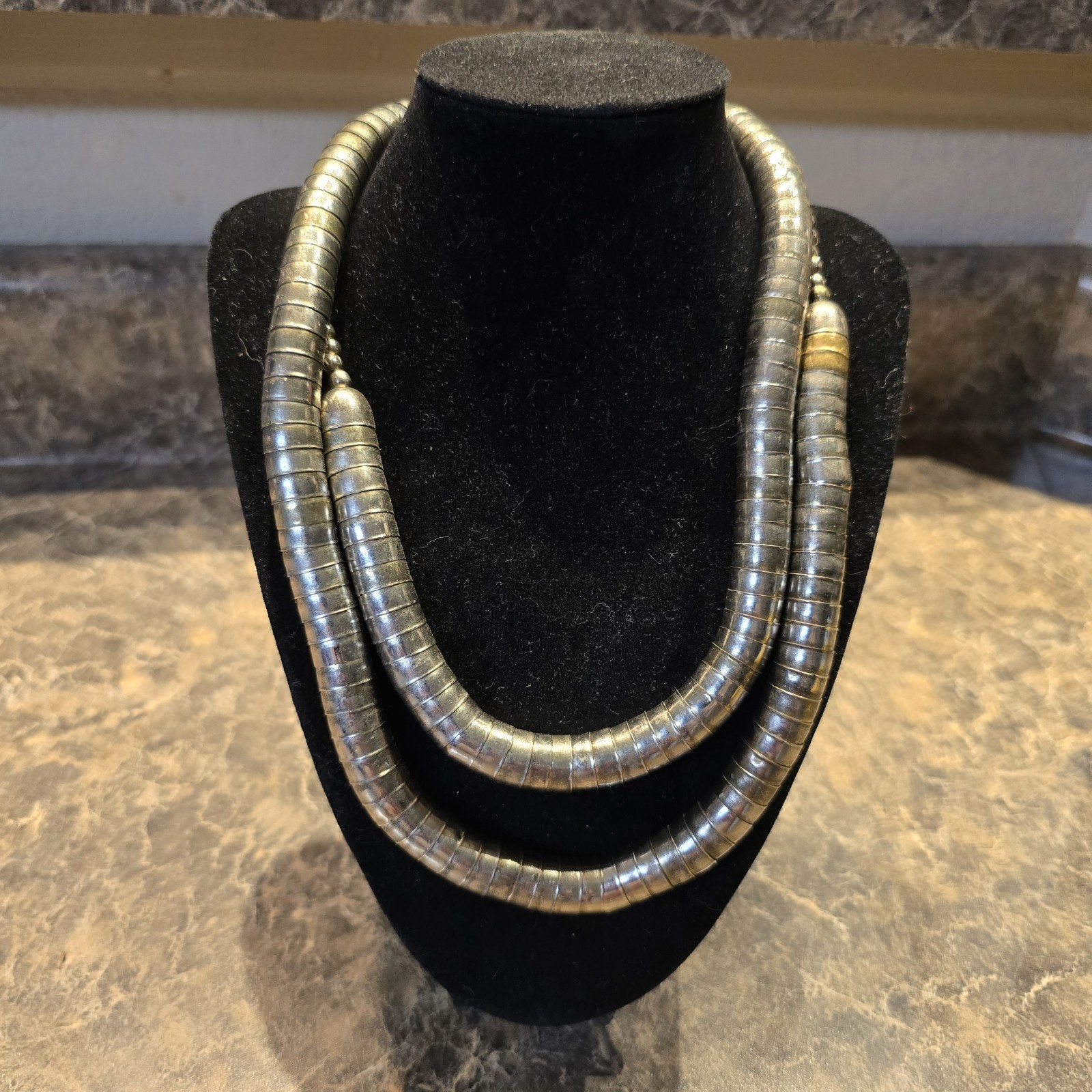 Bronze-tone Cap Bead Serpentine Necklace