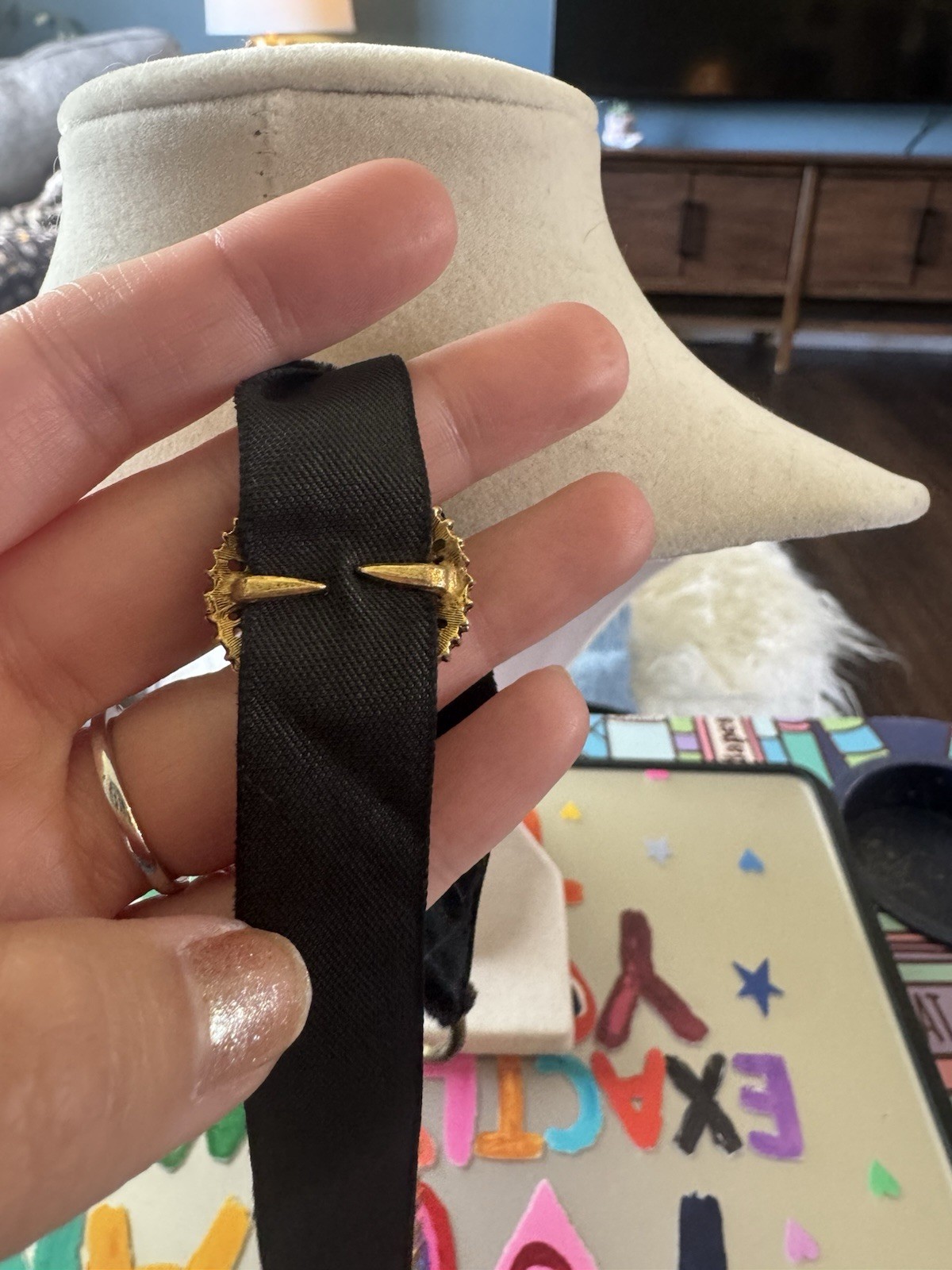 Vintage Cameo Necklace On Velvet Choker