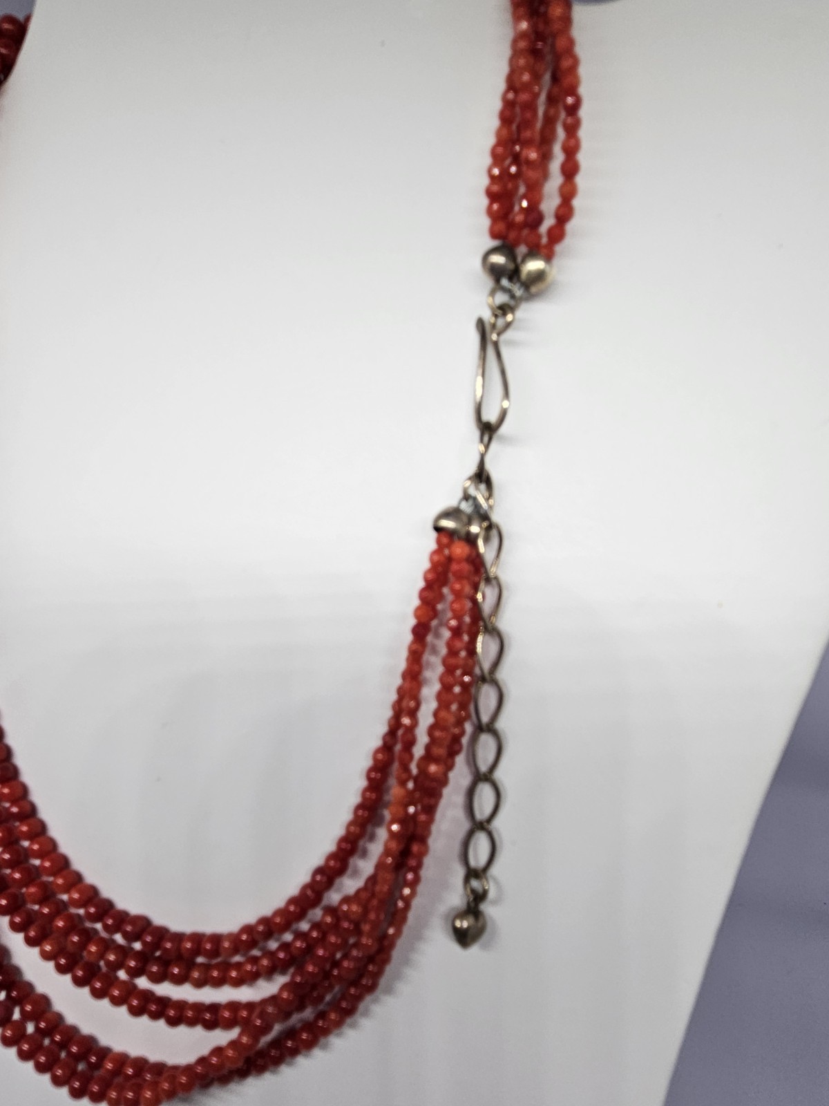 Jay King 5 Strand Red Coral Bead Necklace 925 Hook Clasp