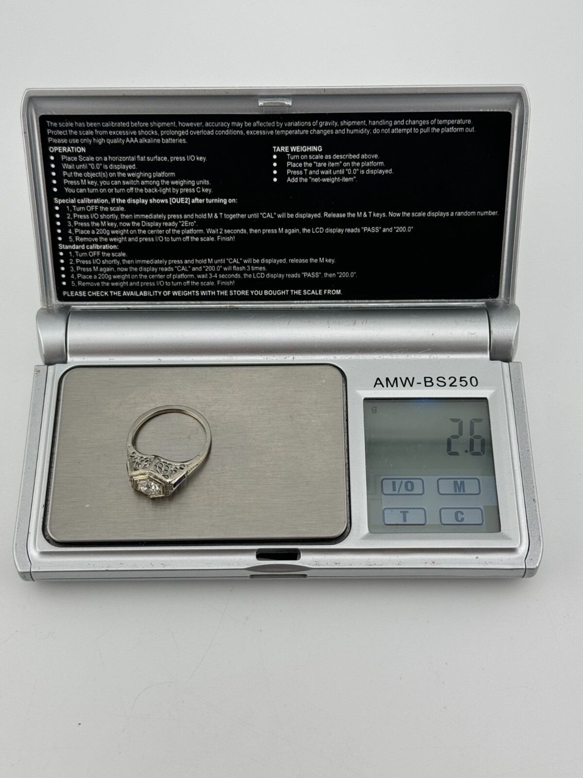 Vintage 18 Karat White Gold Art Deco 0.38 Carat Old European Cut Diamond Ring