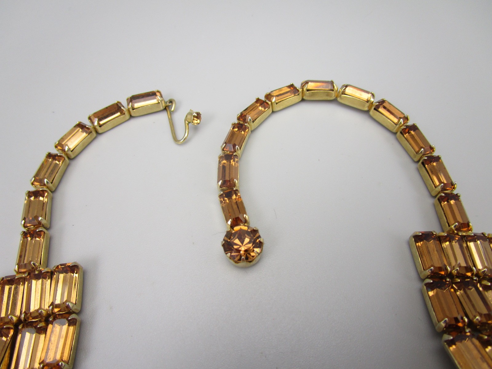 DAZZLING VINTAGE SIGNED WEISS TOPAZ RHINESTONE NECKLACE BRACELET EARRINGS SET