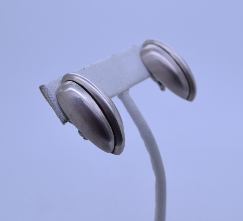 Sterling Silver Clip-On Earrings Wide Dome Modernist 1.25″ 21.4g