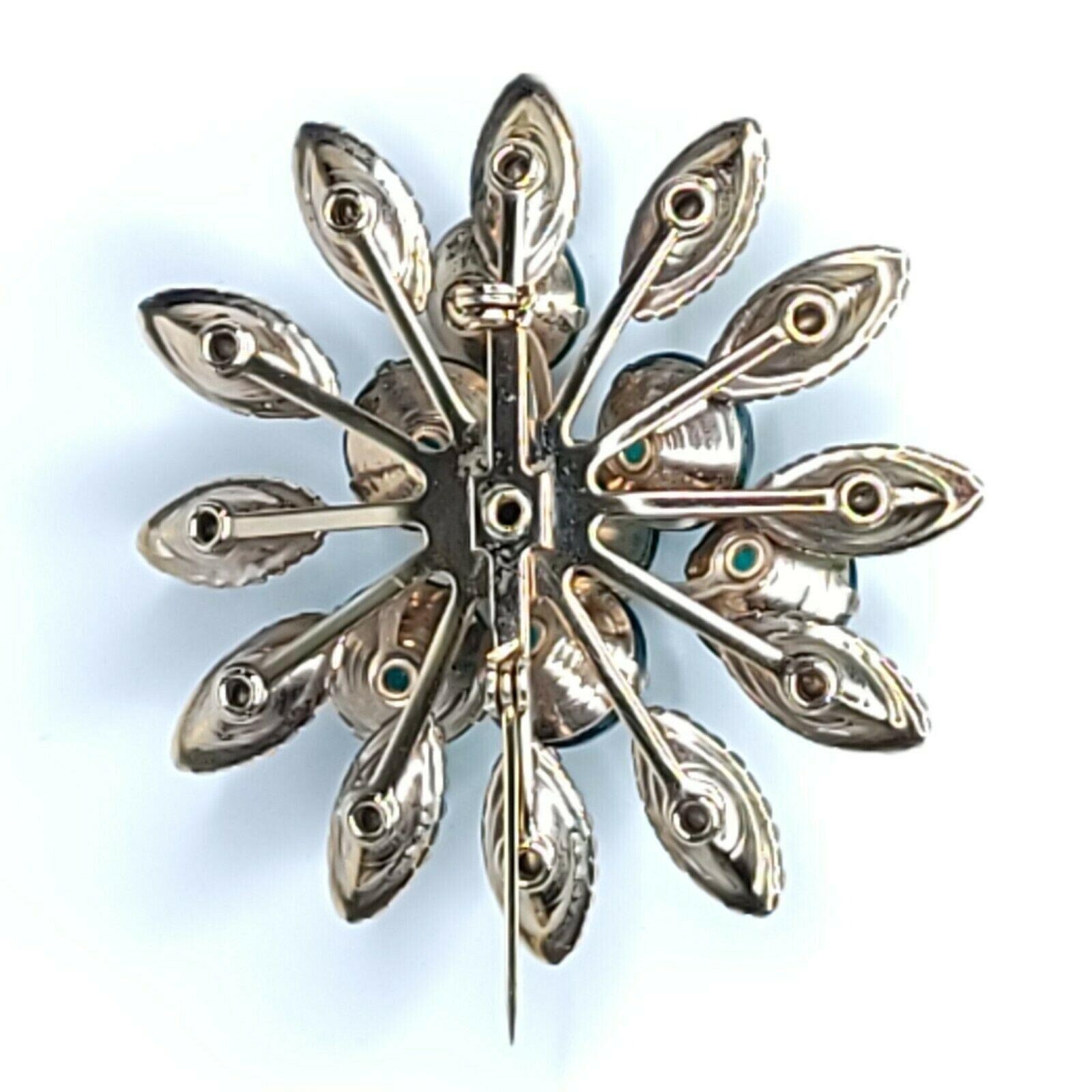 Vintage Faceted Green Acrylic Flower Brooch 60s 70s 80s Floral Statement Pin