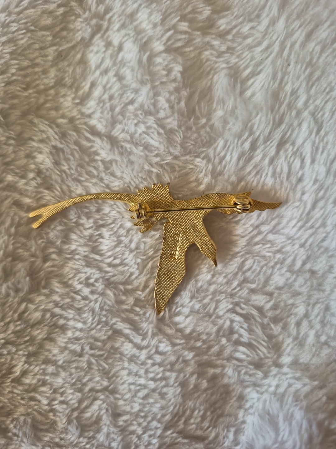 Vintage Signed Bird Brooch Gold Plated Pewter Swallow Figural Pin