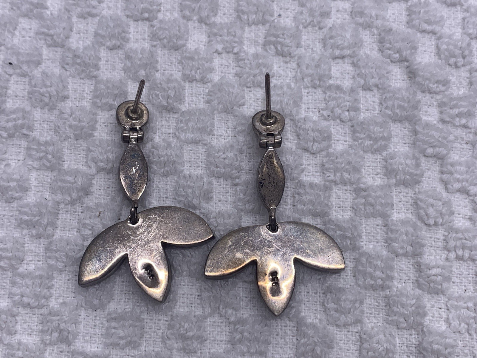 Bracelet & Pierced Earrings matching set 950 Silver Jewelry marked 64 grams