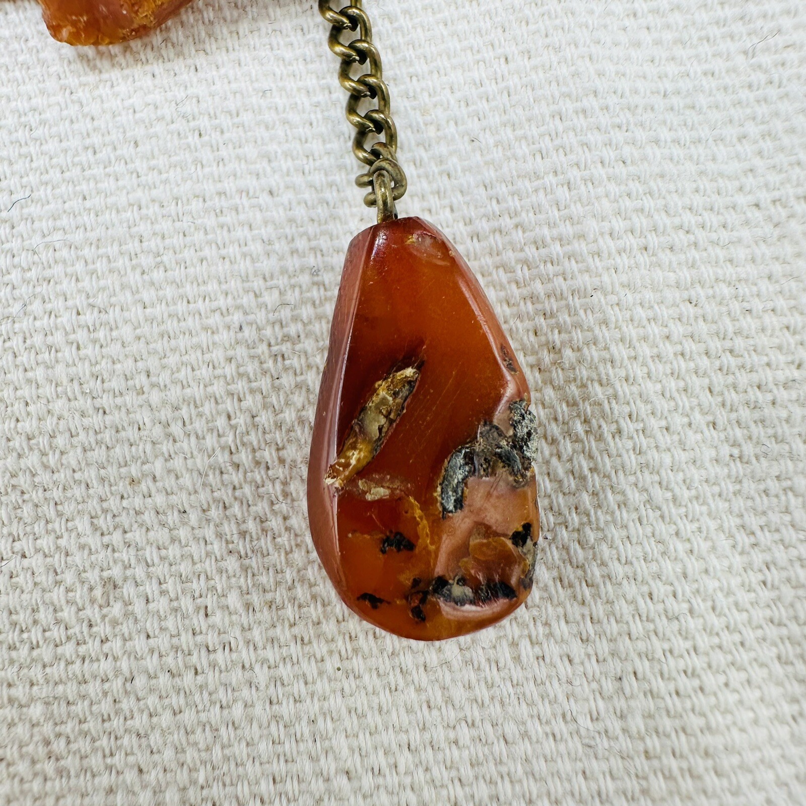 Vintage Nugget Landscape Baltic Amber Brooch Egg yolk USSR 1960s