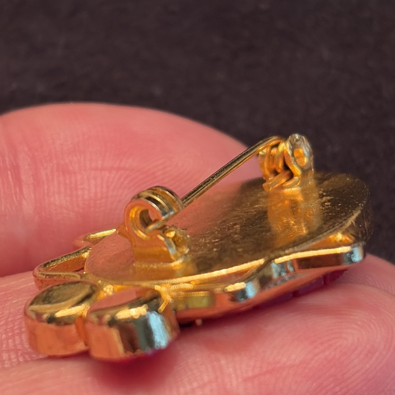 VTG Micro Mosaic Pin Brooch ~ ITALY Gold Tone ~ Bug Insect Ladybug Beetle Scarab
