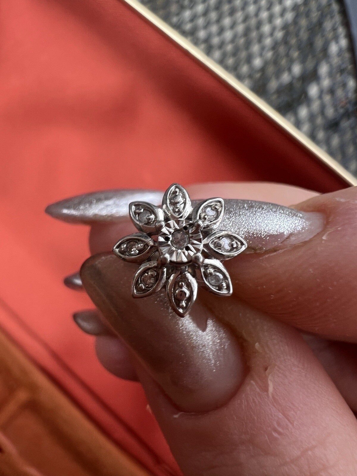 Vintage 14k gold DIAMOND snowflake jewelry set – earrings, ring – great gift!