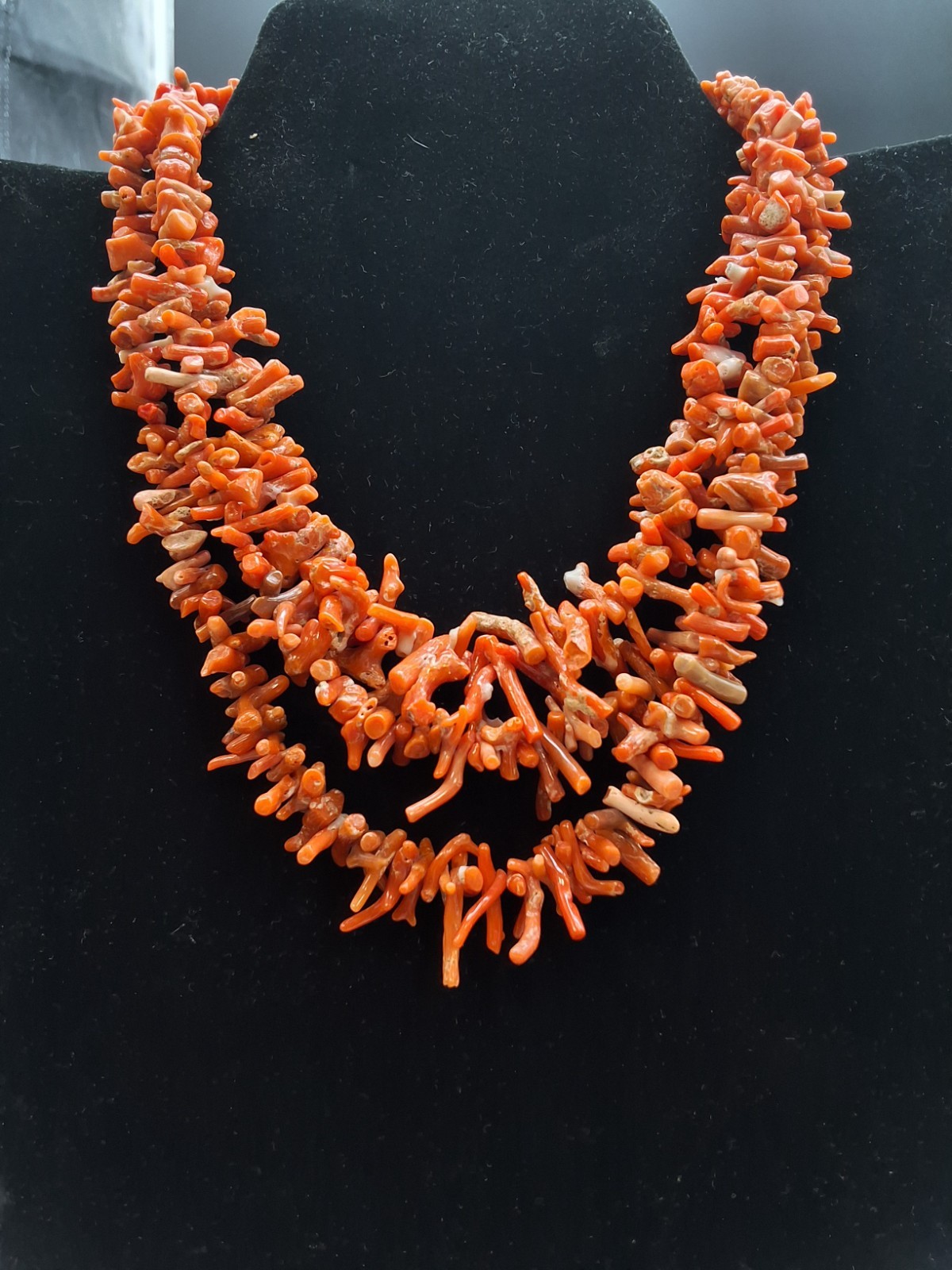 Vintage Natural Pink Coral Branch Necklace – Salmon Peach Orange Color