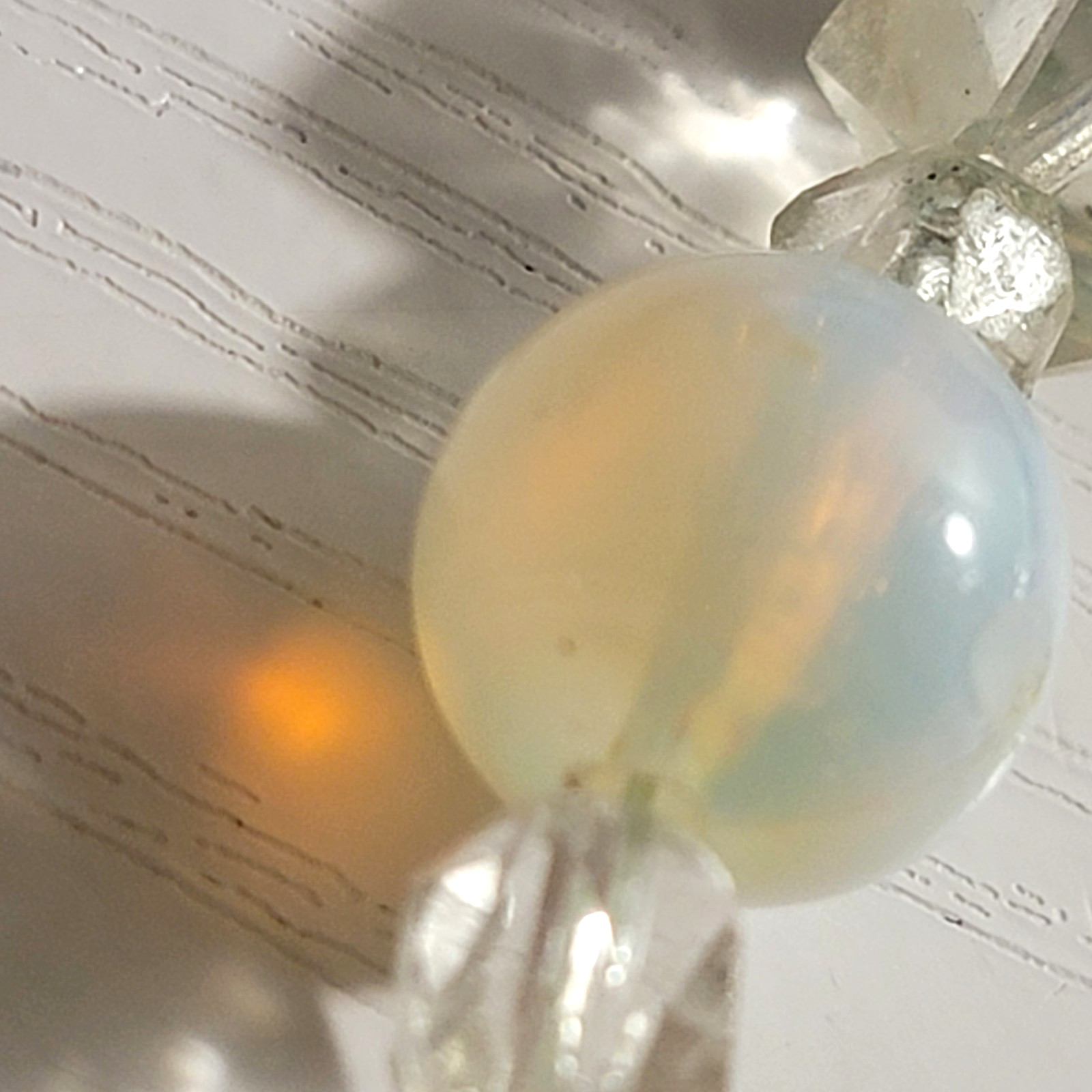 Multicolor Beaded Necklace Opalite Glass And Faceted Crystal Beads 19 in France