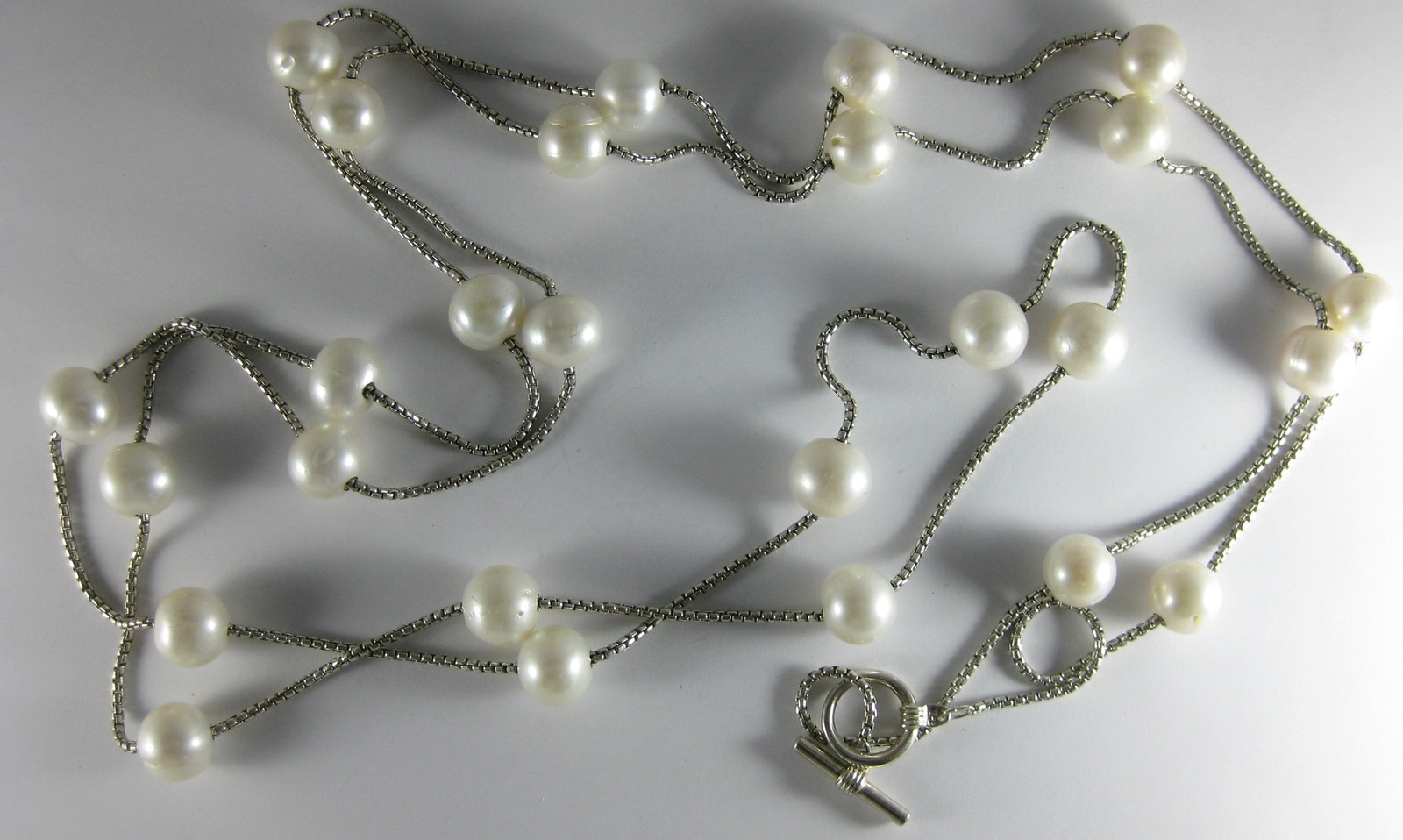 Vintage Designer IPS Imperial Pearl Freshwater 10mm Pearl Sterling 64″ Necklace