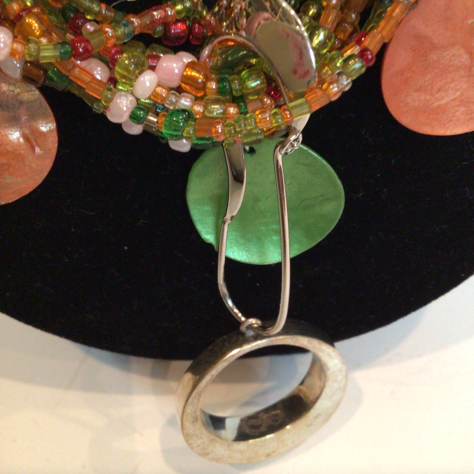SPECIAL SEBBAG VON MUSULIN NECKLACE STERLING FLOWER W/GORGEOUS GLASS BEADS 20”