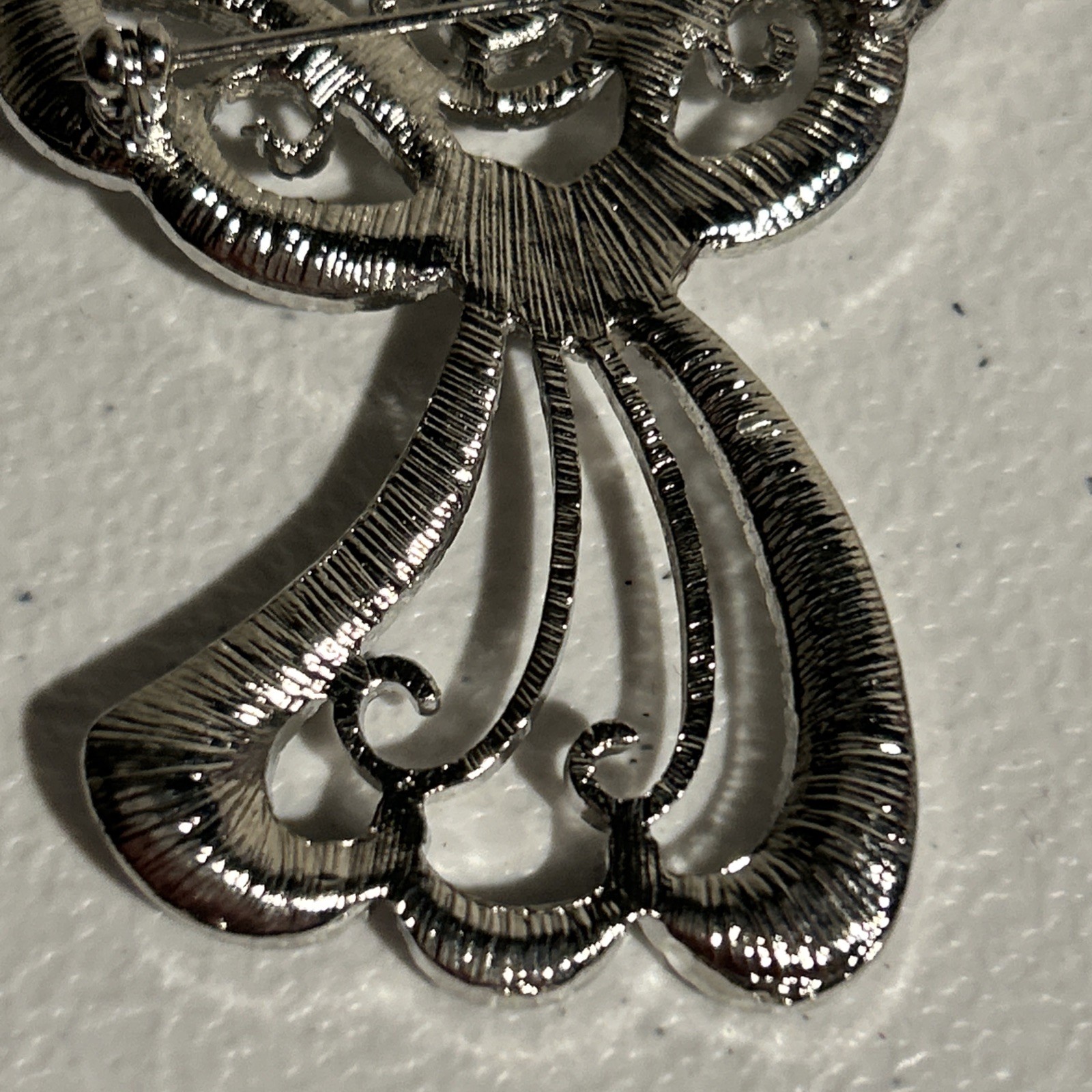 Angel Crystal Brooch Silver approximately 2 1/2” X 2”