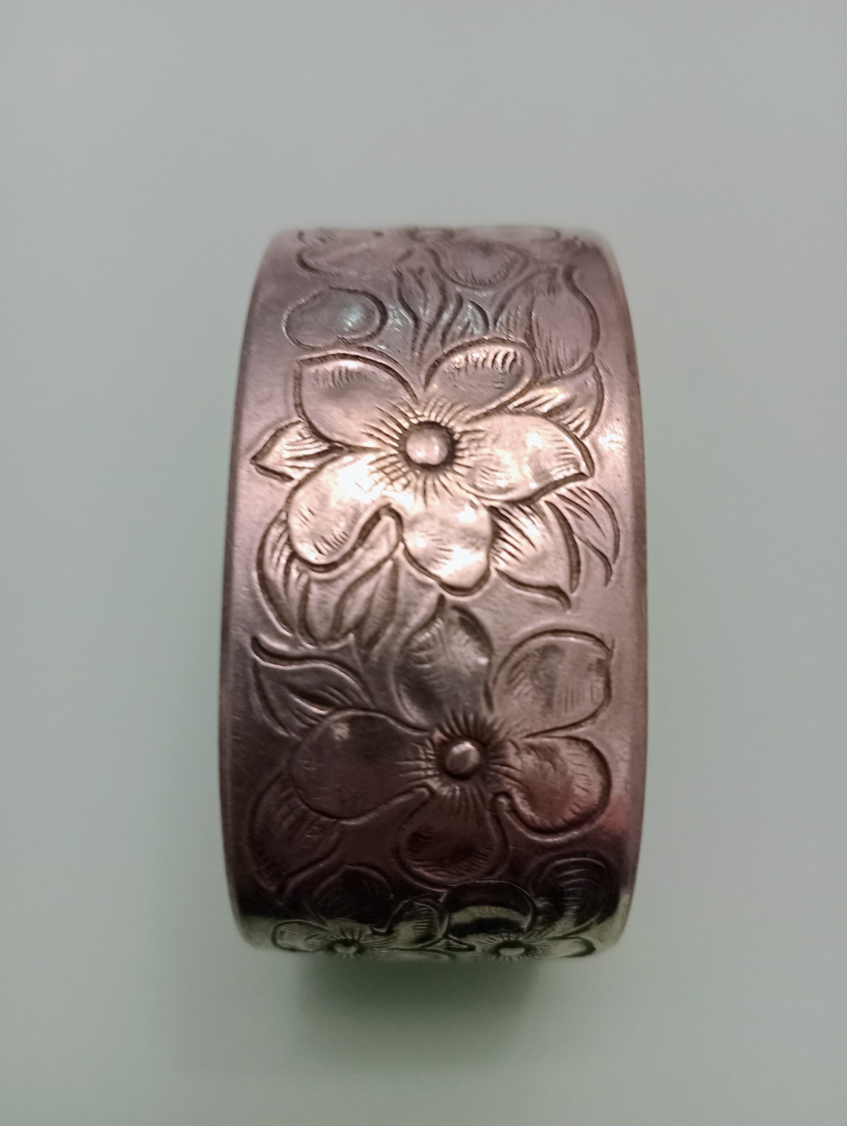 Salisbury Pewter Cuff Bracelet Floral “February” Vtg