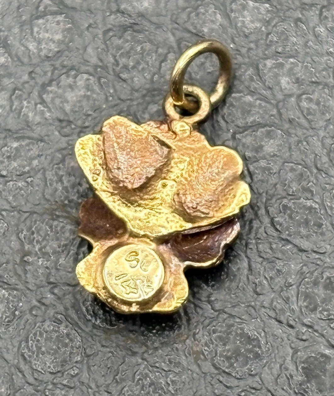 VTG 14K Gold Purple Enamel Pansy Violet Flower Diamond Antique Pendant Or Charm