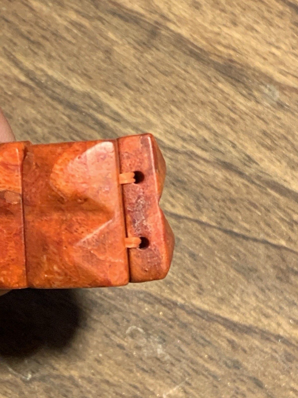 Beautiful Vintage Red Genuine Coral Carved Stretch Bracelet Bangle