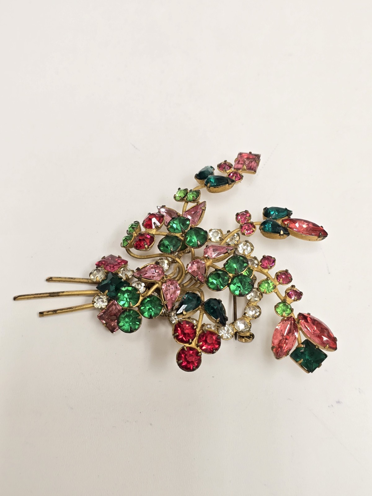 HUGE 4.25” Fashioncraft Robert Unsigned Statement Rhinestone Brooch
