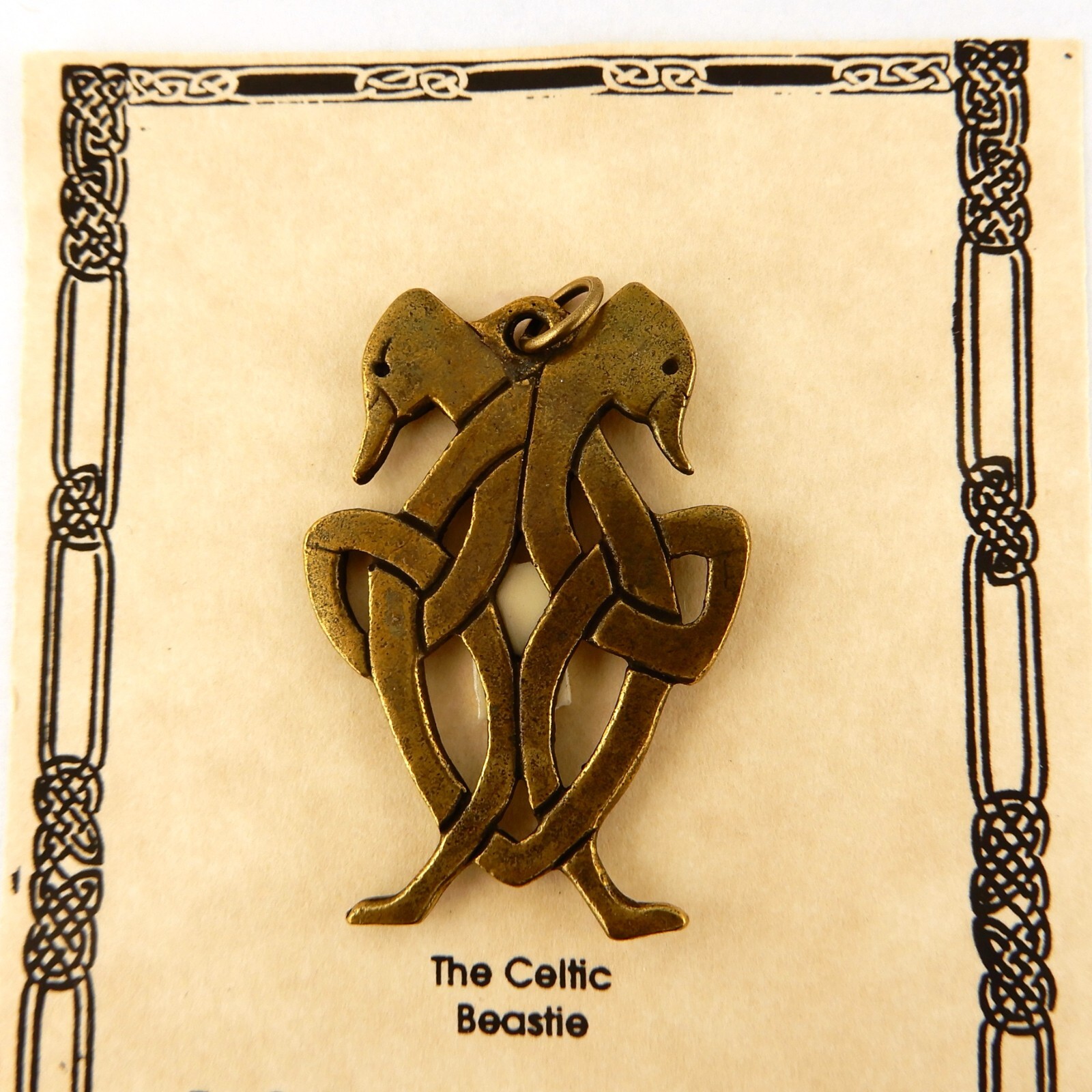 Vintage Celtic Beastie Pendant, your choice Bronze or Pewter