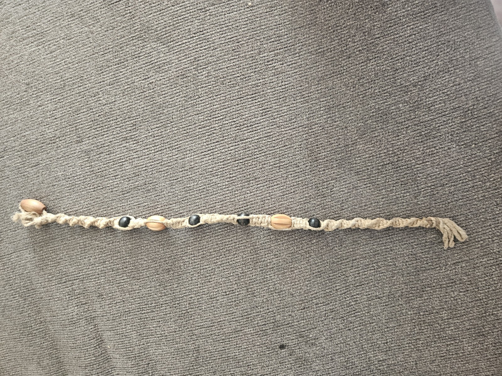 California ’60s’70s Vintage Original Hemp Beaded Necklace Boho Chic Antique Rare