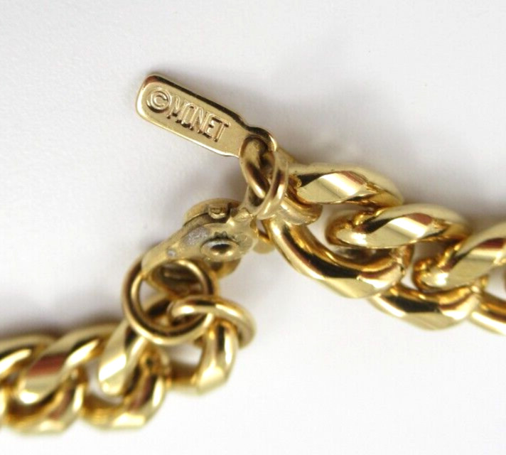 Monet Ivory Color and Gold Tone Signed Vintage Collar Necklace 14″