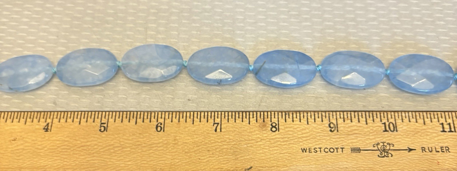 Chalcedony Necklace Natural Blue Quartz Agate Faceted Beads 20″ Chunky Strand
