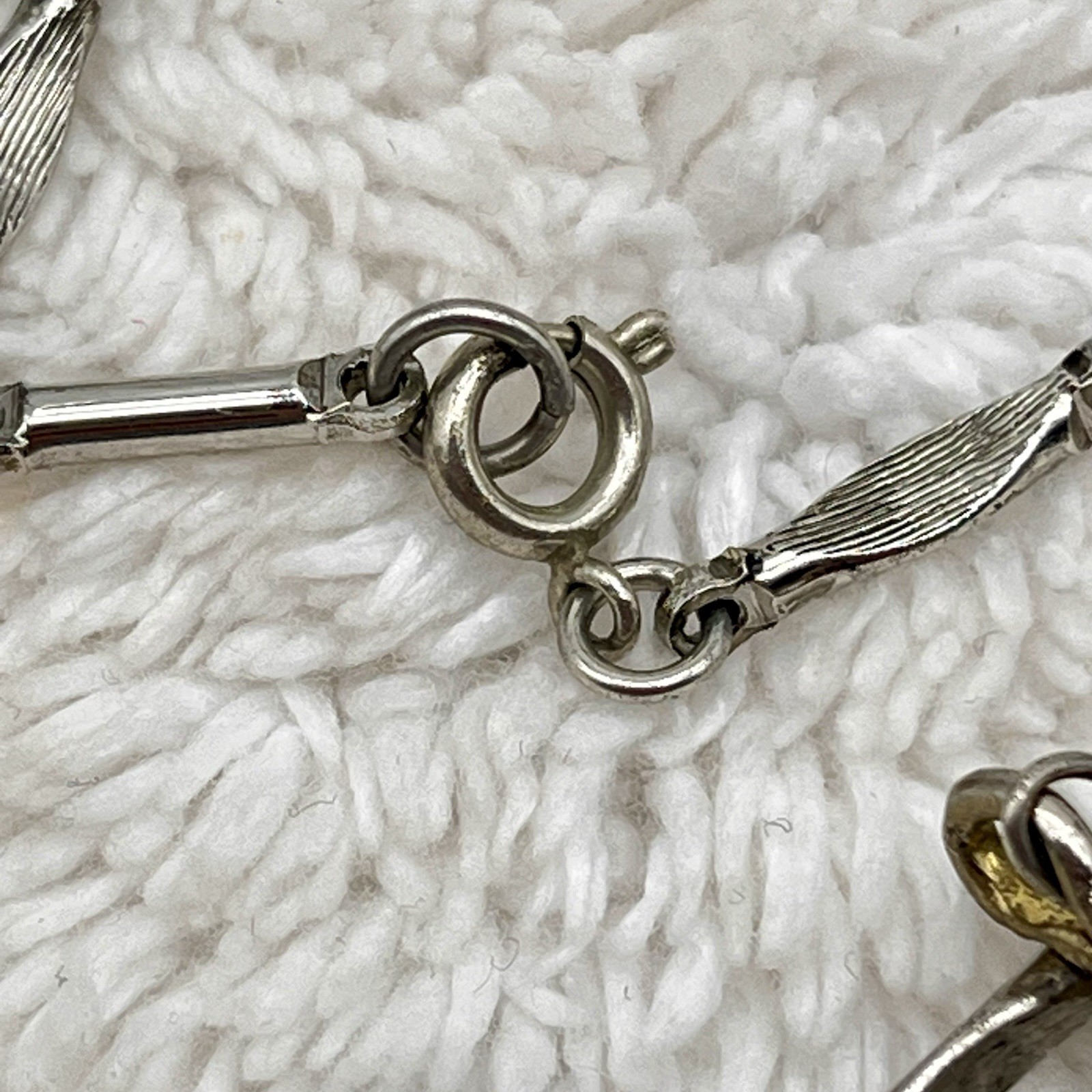 Vintage Puffy Heart Charm Necklace Silver Tone Bronze Tone 32″