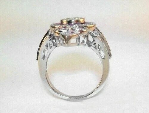 3.10Ct Art Deco Style Lab Created Diamond Anniversary 14K White Gold Finish Ring