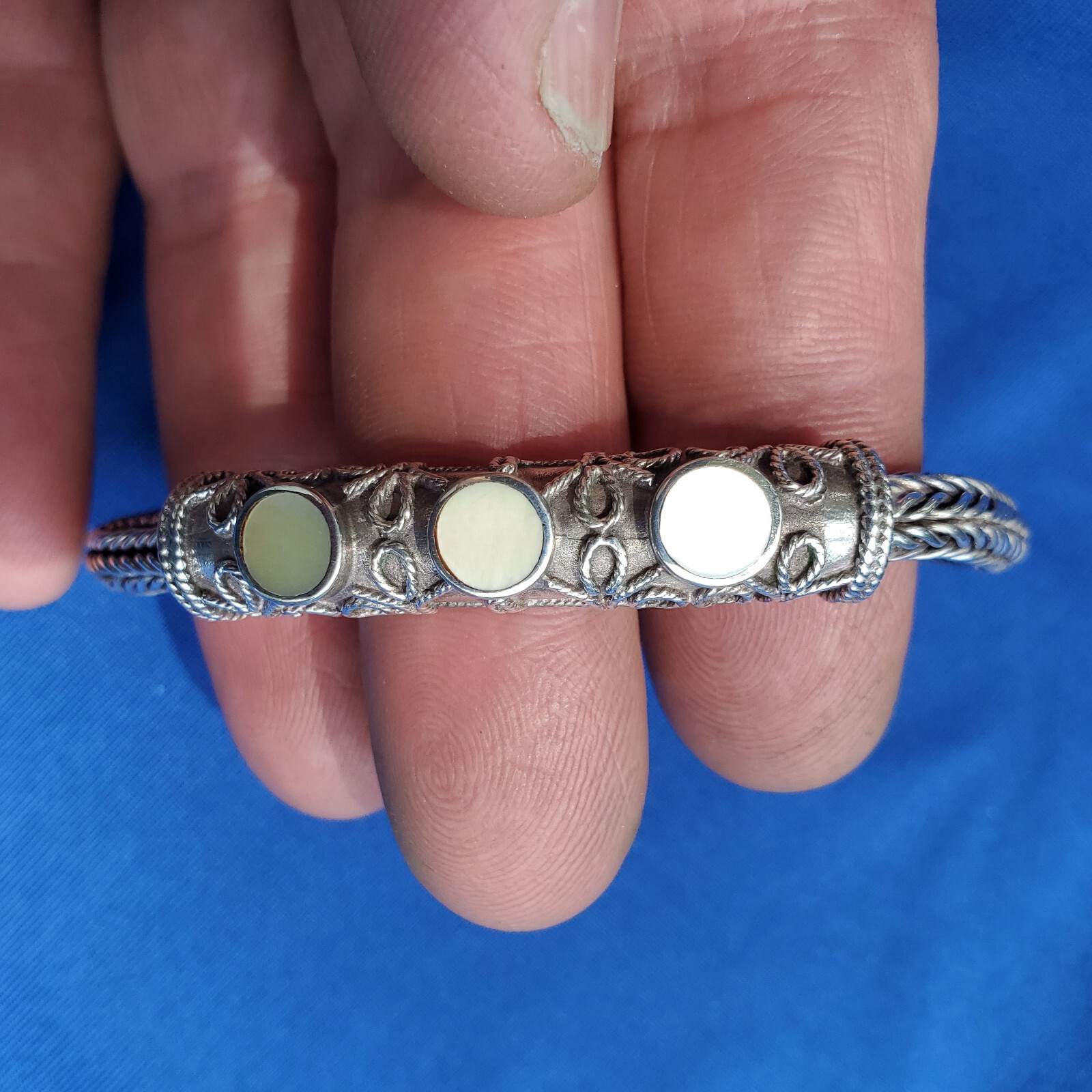 Byzantine 925 STERLING SILVER Bracelet Woven Braided FLEXIBLE Bangle Chain 7.75″
