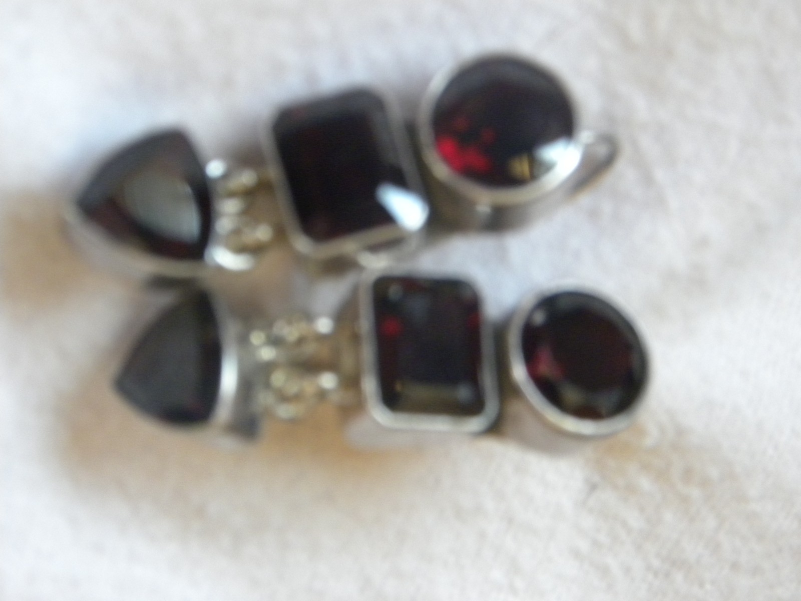 Vintage Amy Kahn Russell Sterling Silver Red Garnet Earrings Signed 1-1/2″