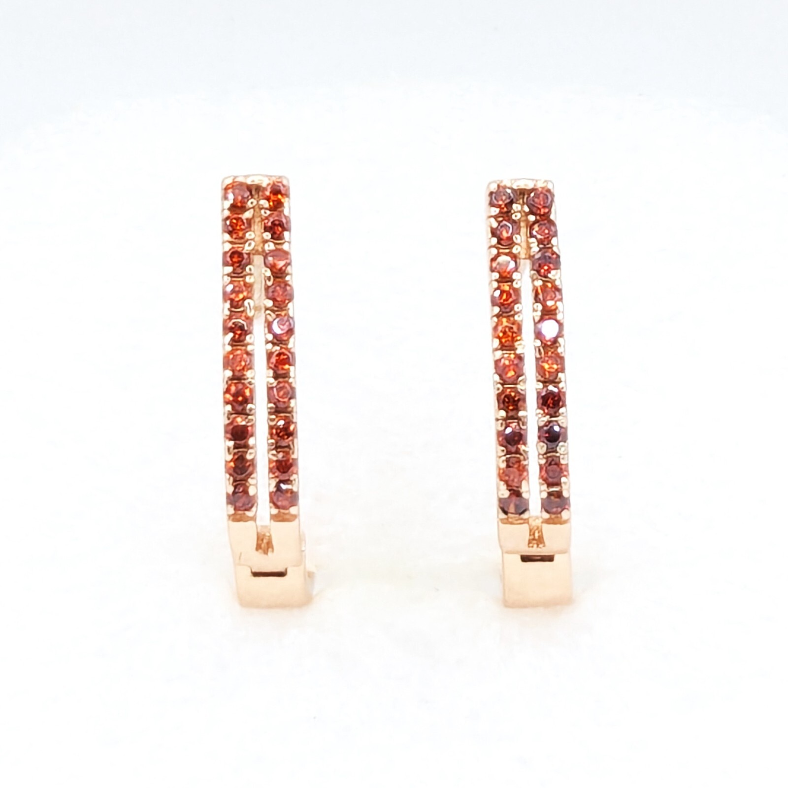 Vintage Luxury Earrings Sterling Silver 925 with Bright Red Stones -4.79g. | #16