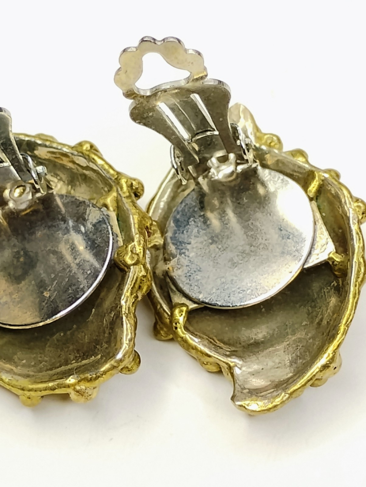 Vintage Brutalist Clip On Earrings Copper & Brass Made in Mexico