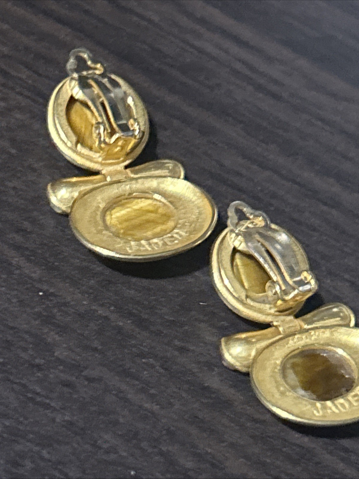 JADED Jewels 22k Gold Plated Beautiful Door Knocker Tiger Eye Clip On Earrings