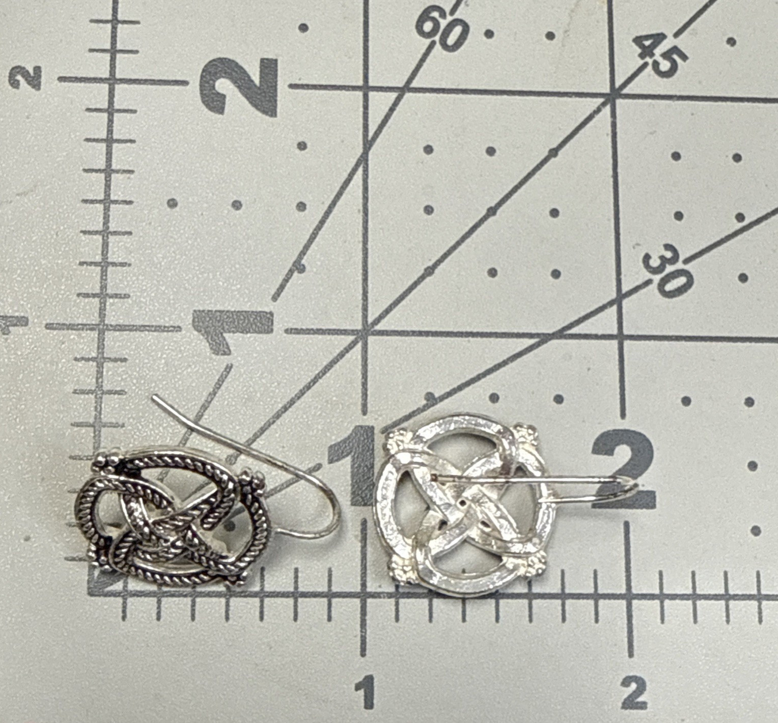 Celtic Style Silver Tone Textured Celtic Pierced Hook Earrings signed Avon SH