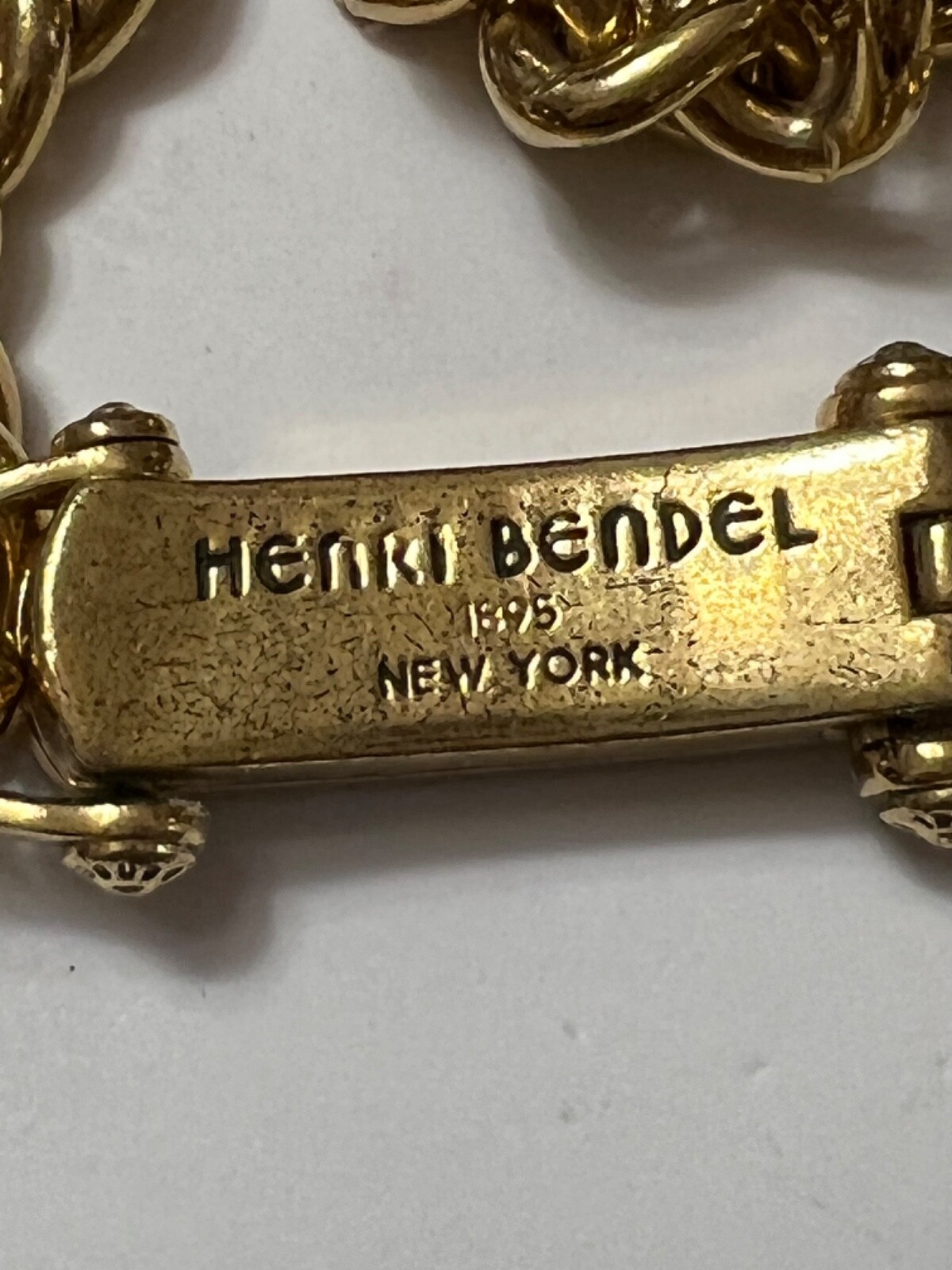 Signed Henri Bendel 1895 New York  Heavy Gold Tone Chain Link Necklace 36”