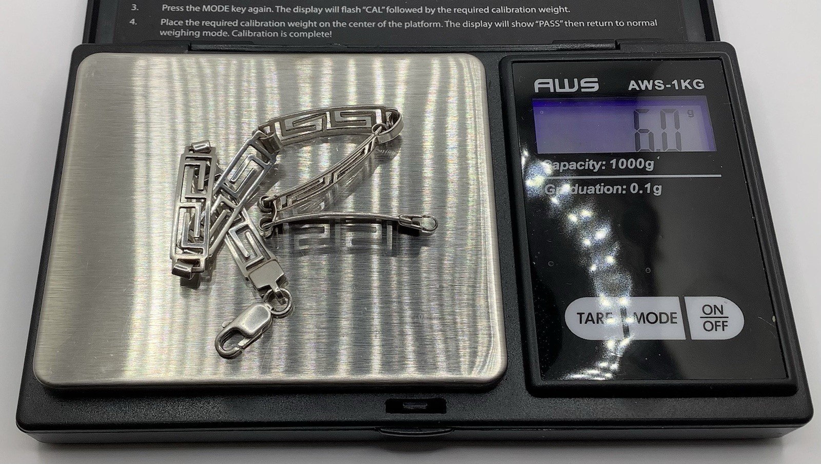 Vintage Signed MF 68 925 MEX Sterling Silver Greek Key Link Bracelet