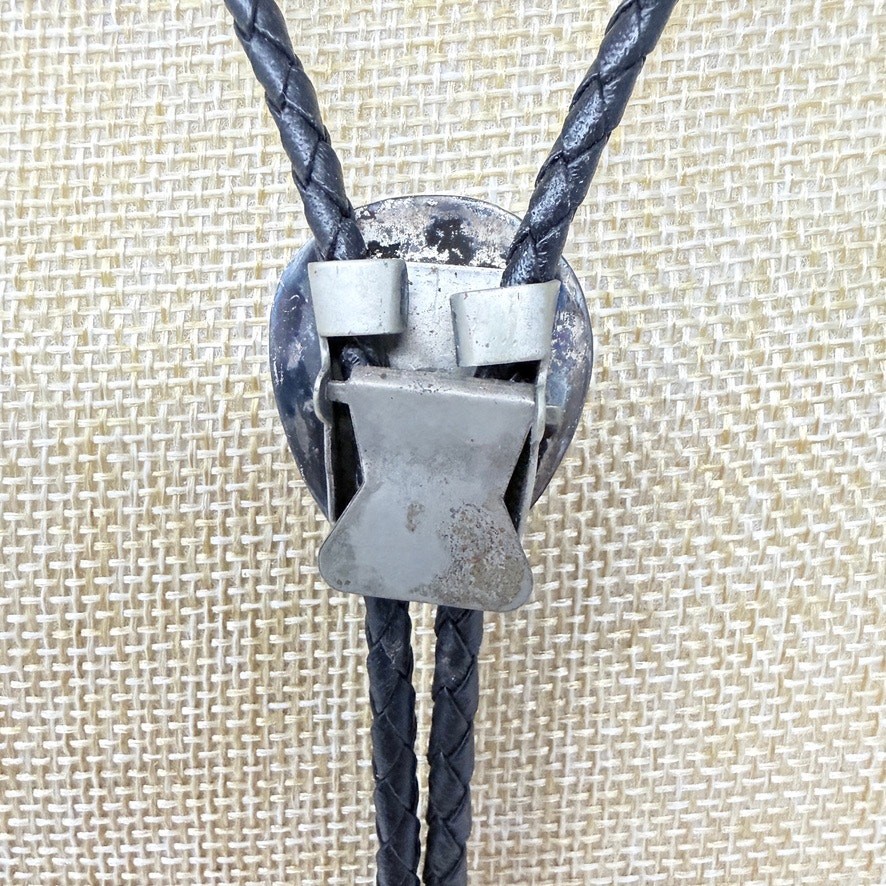Sterling Silver Turquoise Bear Claw Paw Bolo Tie Southwest Native Shadowbox