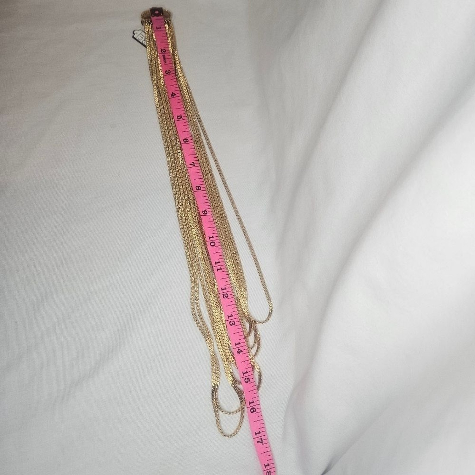 Vintage Monet Brushed Gold Tone 8 Strand Chain Necklace EUC 27″ – 34″ 60s-80s